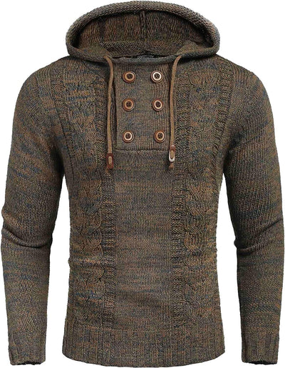Casual Pullover Knitted Hoodies (US Only) Hoodies COOFANDY Store Brown S 