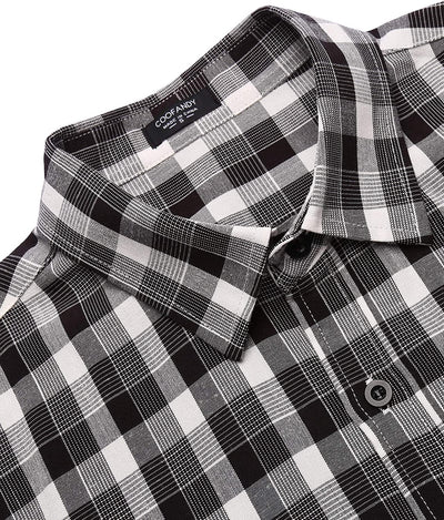 Classic Short Sleeve Plaid Cotton Shirts with Pocket (US Only) Shirts COOFANDY Store 