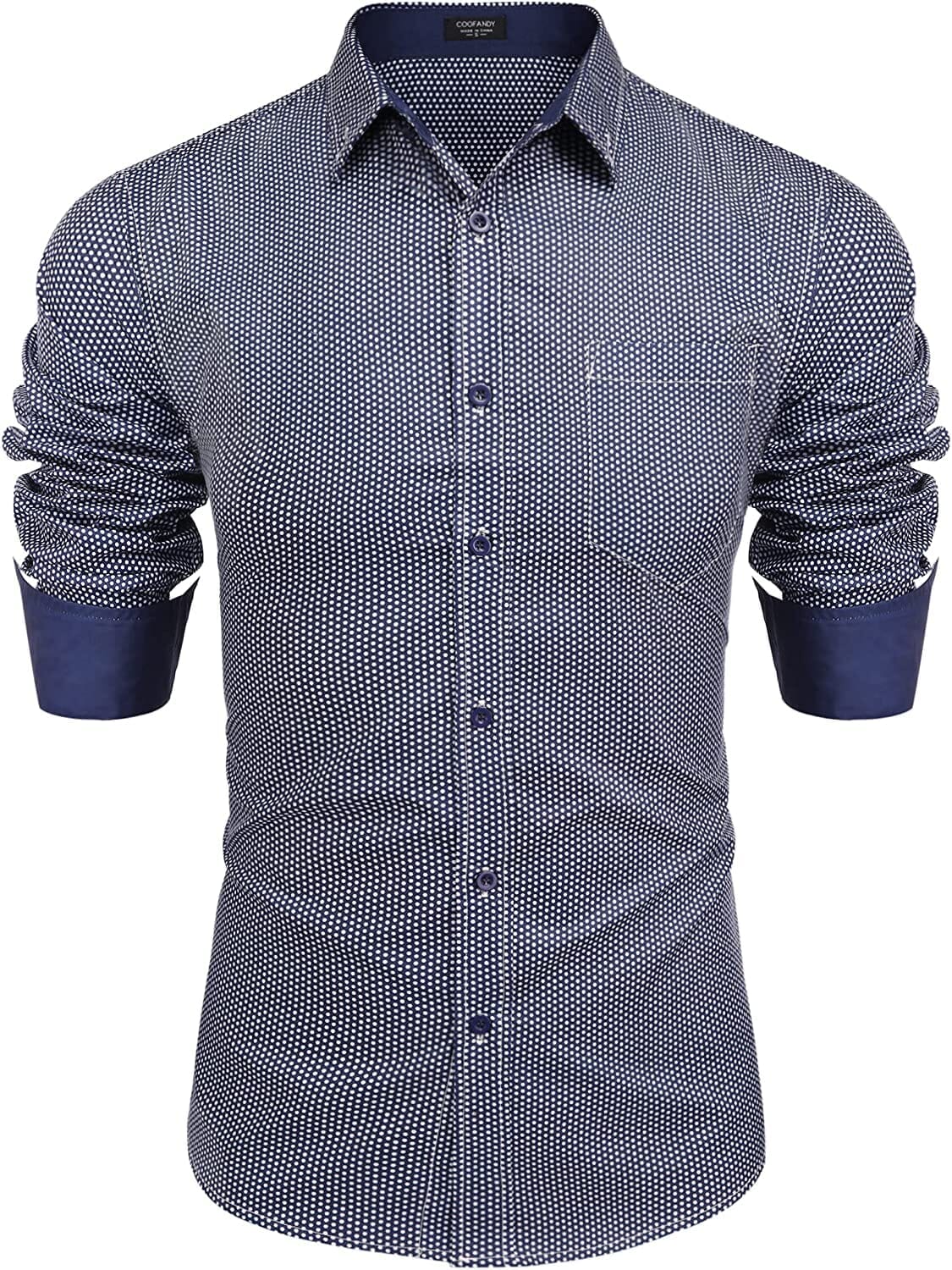 Coofandy Men's Casual Long Sleeve Shirt (US Only) Shirts Coofandy's Navy Blue(honeycomb) S 