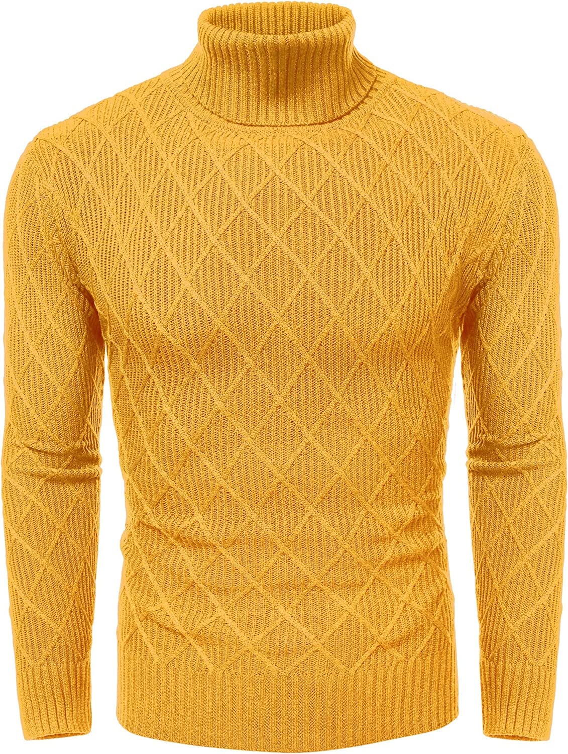 Slim Fit Thick Cotton Pullover Turtleneck Sweaters (US Only) Sweaters COOFANDY Store Yellow S 