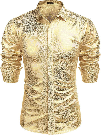 Luxury Design Floral Dress Shirt (US Only) Shirts COOFANDY Store Apricot S 
