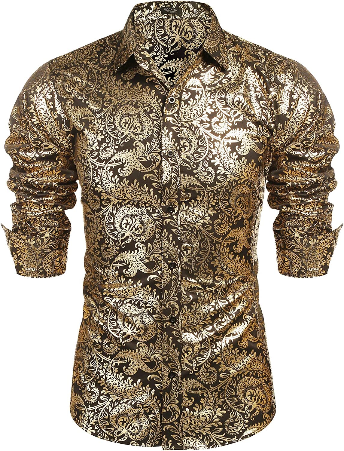 Luxury Design Floral Dress Shirt (US Only) Shirts COOFANDY Store Gold S 