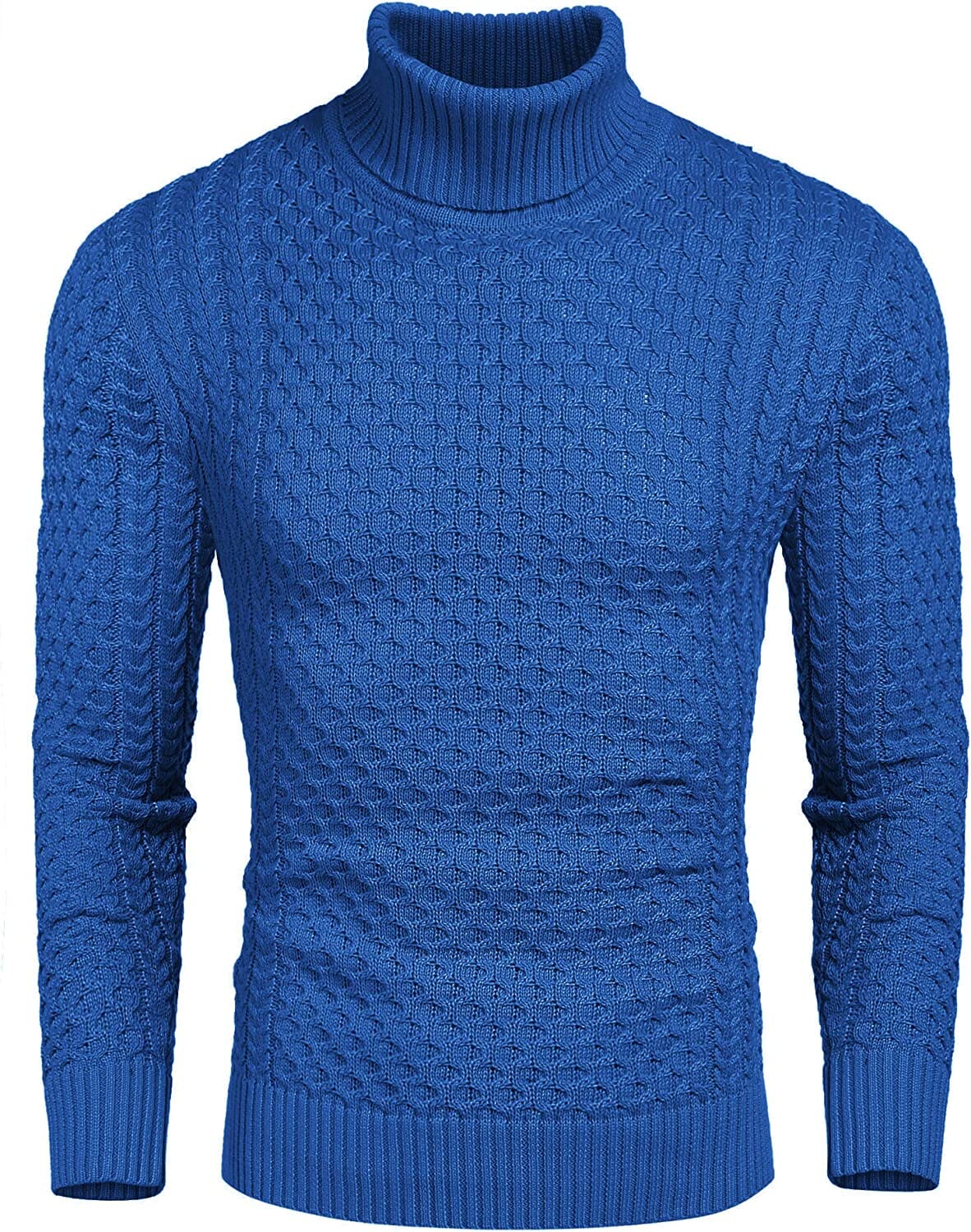 Slim Fit Turtleneck Knitted Twisted Pullover Sweaters (US Only) Sweaters Coofandy's Royal Blue S 
