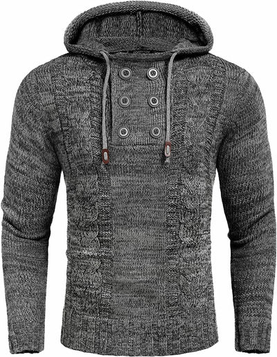 Casual Pullover Knitted Hoodies (US Only) Hoodies COOFANDY Store Grey S 