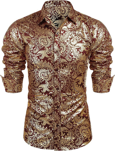 Luxury Design Floral Dress Shirt (US Only) Shirts COOFANDY Store Red S 
