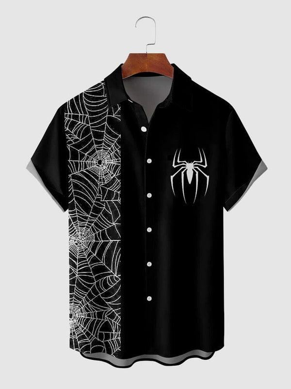 Halloween Pattern Short Sleeves Shirt 9 coofandystore Black M 