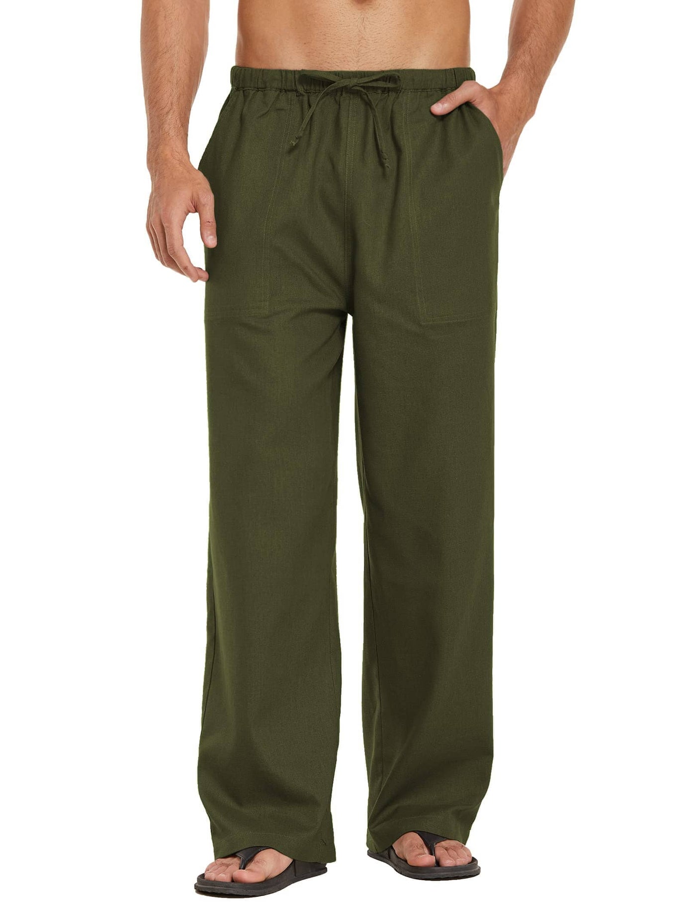 Coofandy Linen Style Loose Waist Yoga Pants (US Only) Pants coofandy Army Green S 