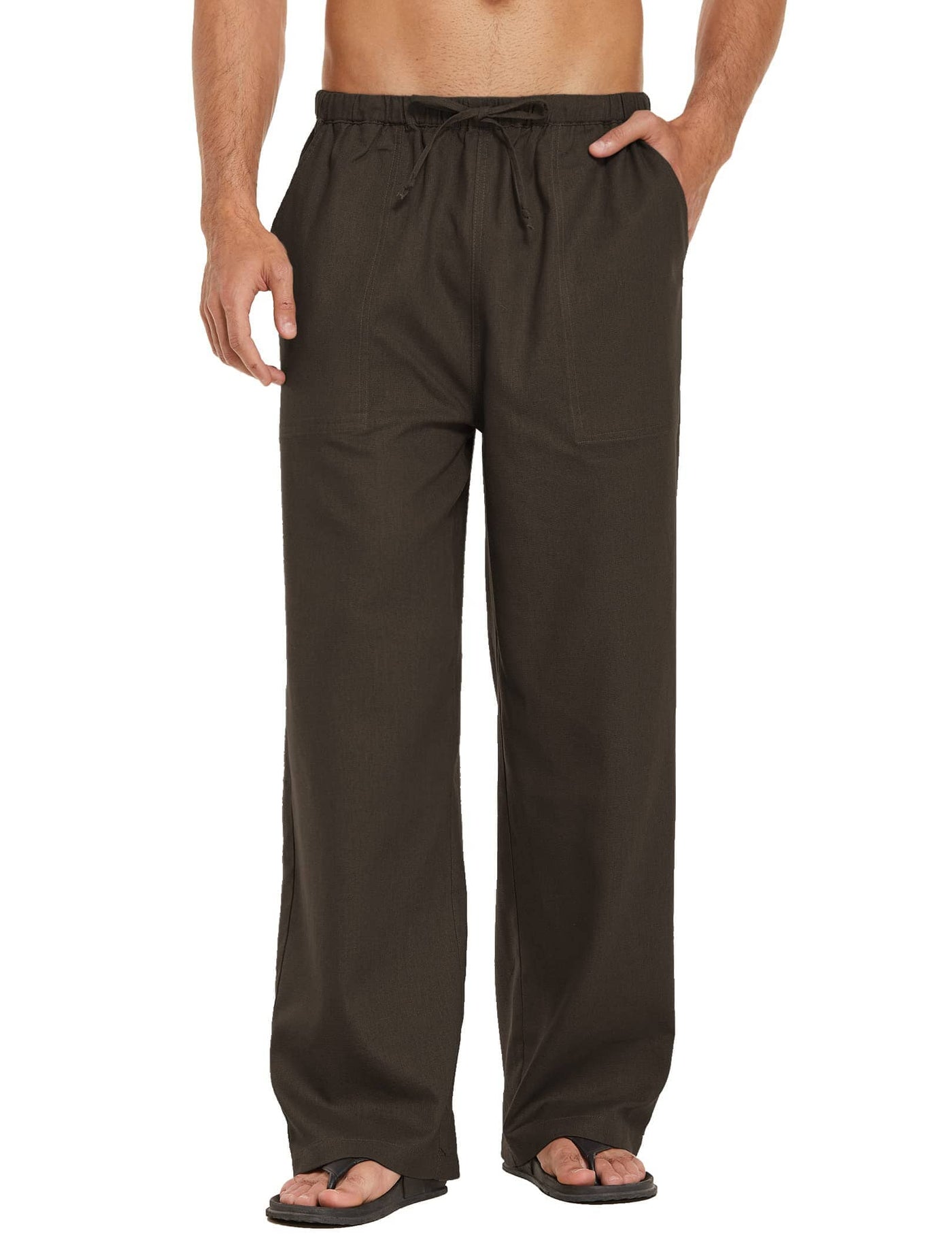 Coofandy Linen Style Loose Waist Yoga Pants (US Only) Pants coofandy Dark Brown S 