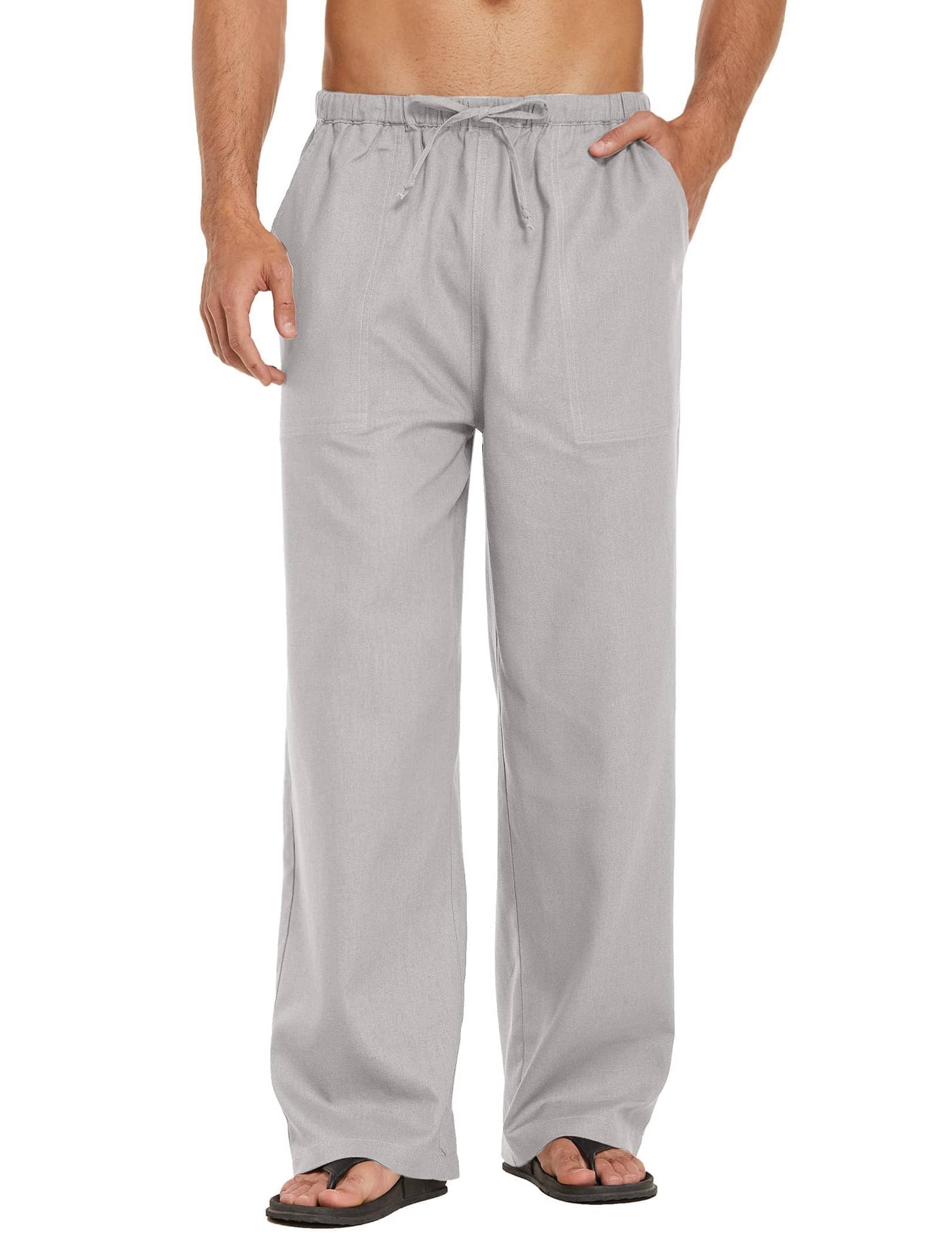 Coofandy Linen Style Elastic Waist Yoga Pants (US Only) Pants coofandy Grey S 