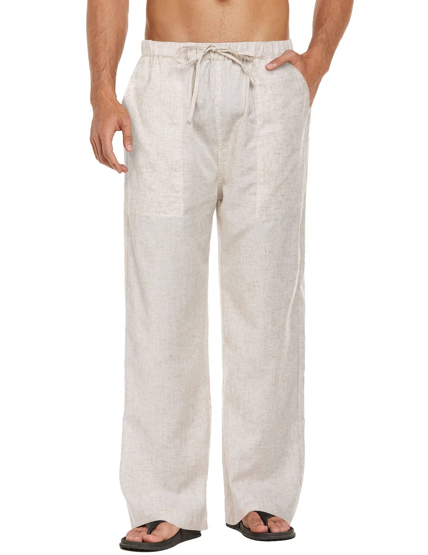 Coofandy Linen Style Elastic Waist Yoga Pants (US Only) Pants coofandy Light Khaki S 