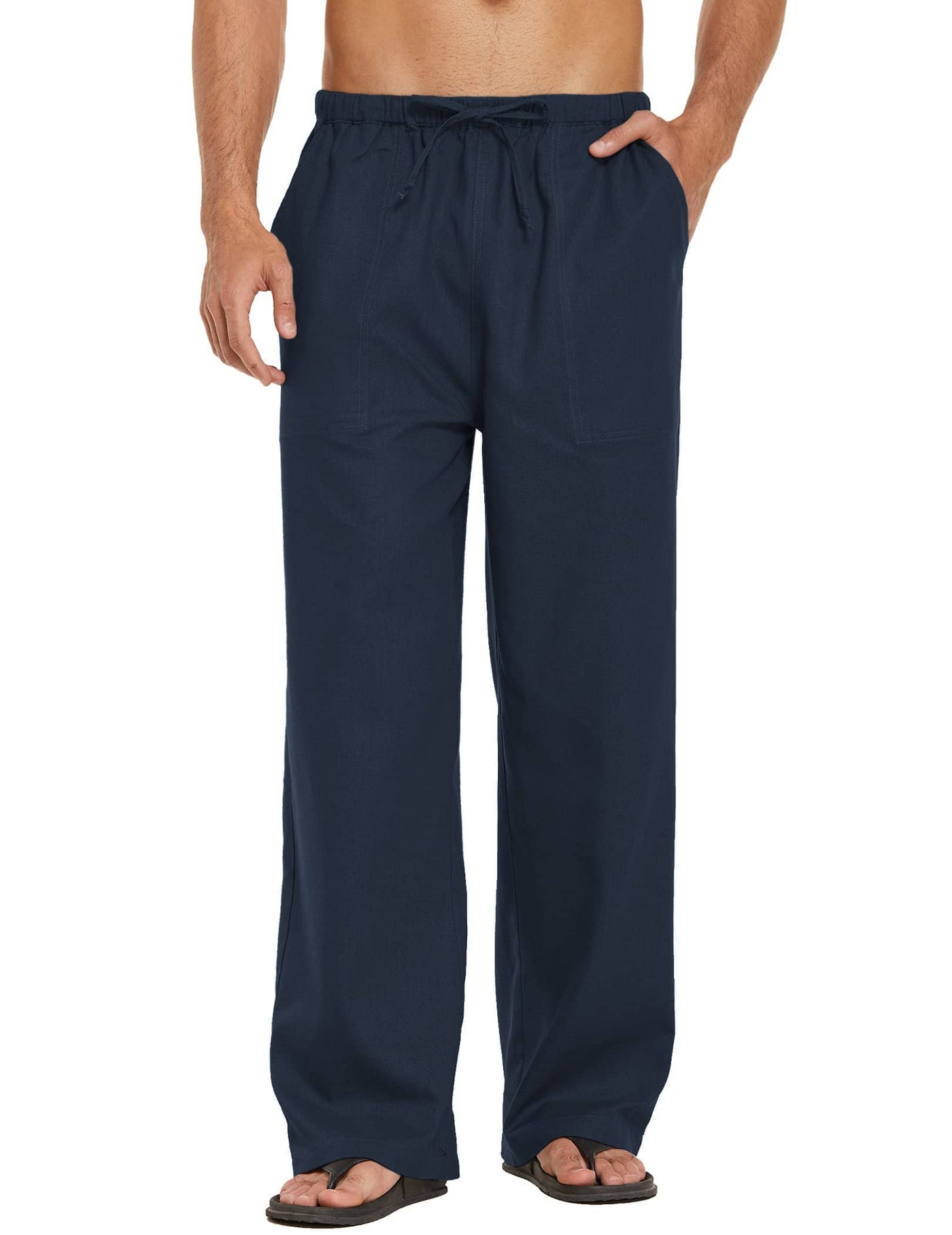 Coofandy Linen Style Loose Waist Yoga Pants (US Only) Pants coofandy Navy Blue S 