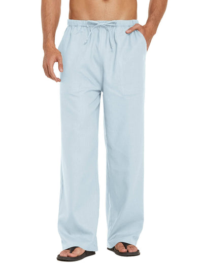 Coofandy Linen Style Elastic Waist Yoga Pants (US Only) Pants coofandy Blue S 