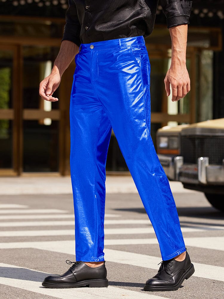 Metallic Shiny Party Pants (US Only) Pants coofandystore Blue S 