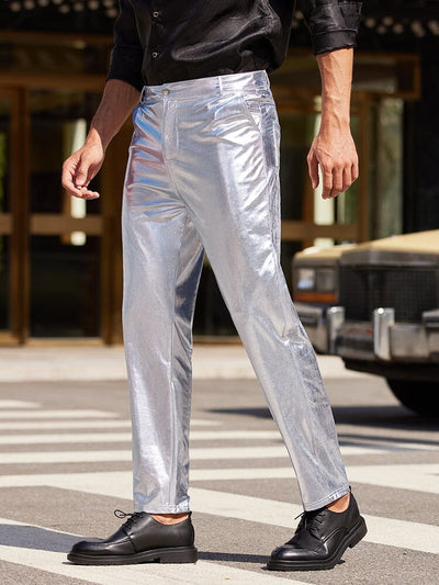 Metallic Shiny Party Pants (US Only) Pants coofandystore Silver S 