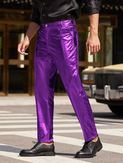 Metallic Shiny Party Pants (US Only) Pants coofandystore Purple S 