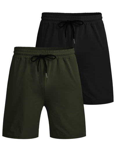 2-Pack Quick Dry Gym Shorts (US Only) Shorts coofandy Black/Olive Green S 
