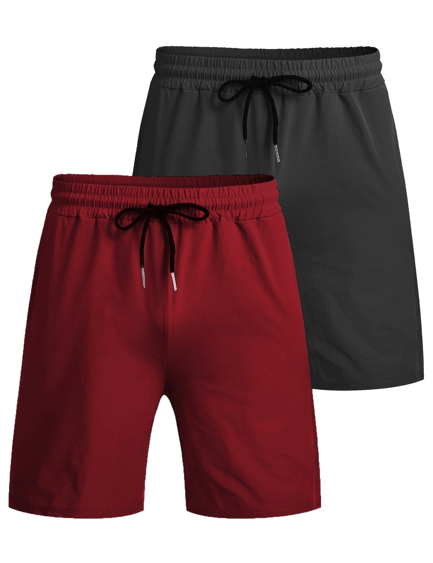 2-Pack Quick Dry Gym Shorts (US Only) Shorts coofandy Dark Grey/Wine Red S 
