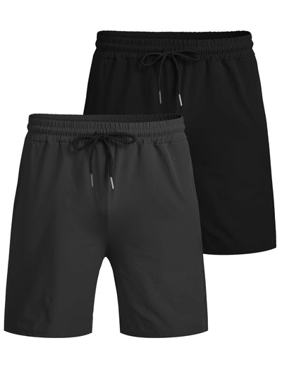 2-Pack Quick Dry Gym Shorts (US Only) Shorts coofandy Black/Dark Grey S 