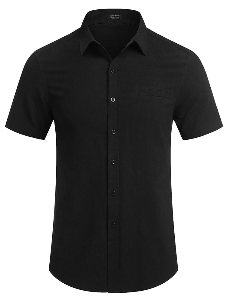 Casual Linen Button Down Shirt (US Only) Shirts coofandystore Black S 