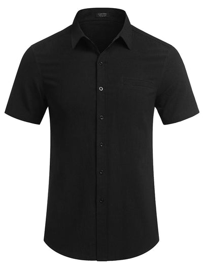 Casual Linen Button Down Shirt (US Only) Shirts coofandystore Black S 