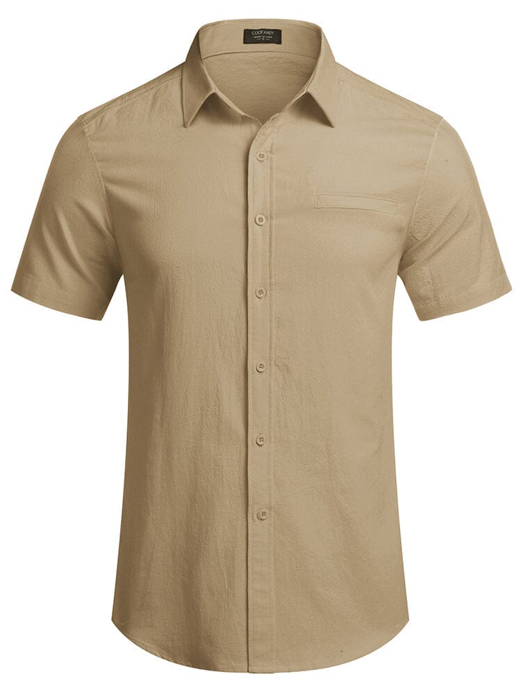 Casual Linen Button Down Shirt (US Only) Shirts coofandystore Khaki S 