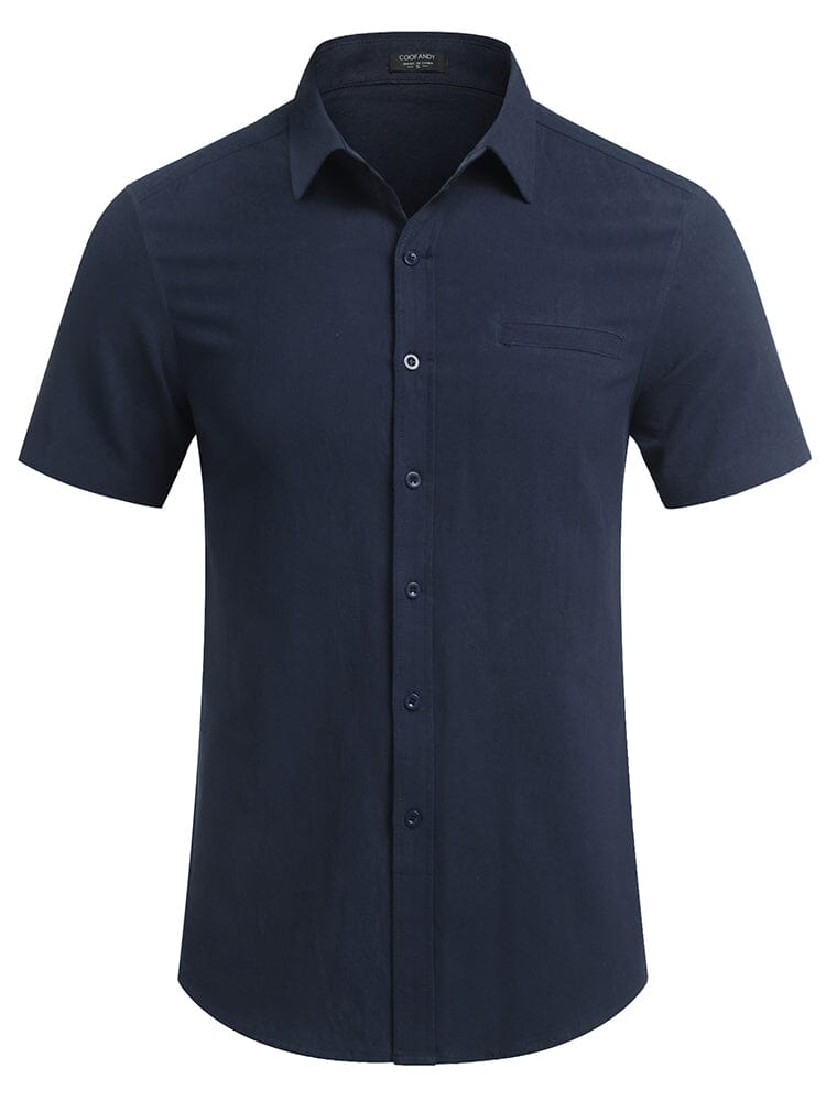 Casual Linen Button Down Shirt (US Only) Shirts coofandystore Navy Blue S 