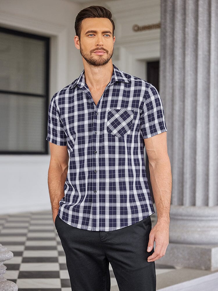 Casual Short Sleeve Plaid Shirt (US Only) Shirts coofandystore 