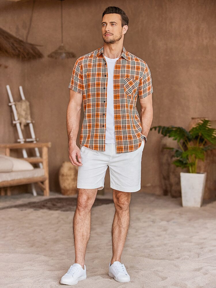 Casual Short Sleeve Plaid Shirt (US Only) Shirts coofandystore 