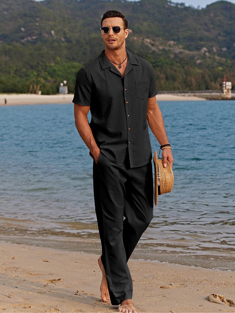 Casual Linen Style Beach Shirt Sets (US Only) | Comfortable Summer Casual Wear