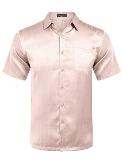 Casual Silk Satin Short Sleeve Shirt (US Only) Shirts coofandy 