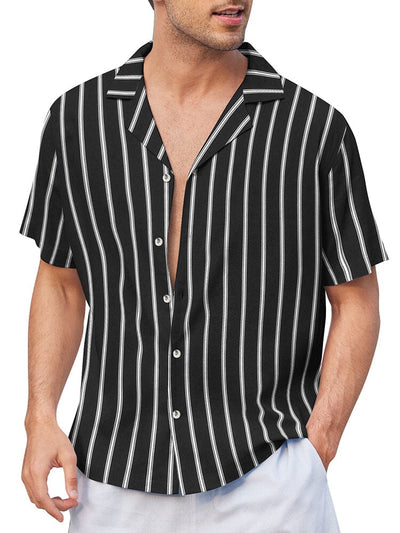 Striped Button Down Beach Shirts (US Only) Shirts coofandystore PAT1 S 