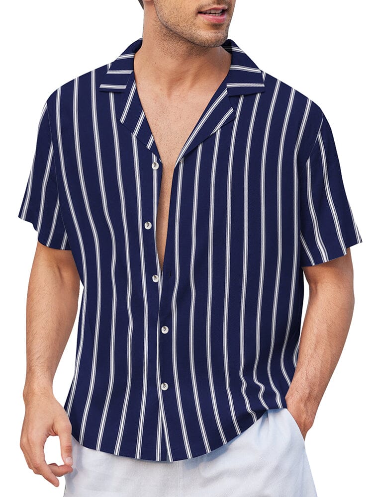 Striped Button Down Beach Shirts (US Only) Shirts coofandystore PAT2 S 
