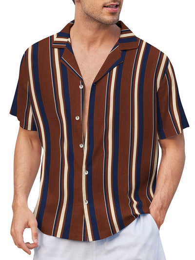 Striped Button Down Beach Shirts (US Only) Shirts coofandystore PAT4 S 