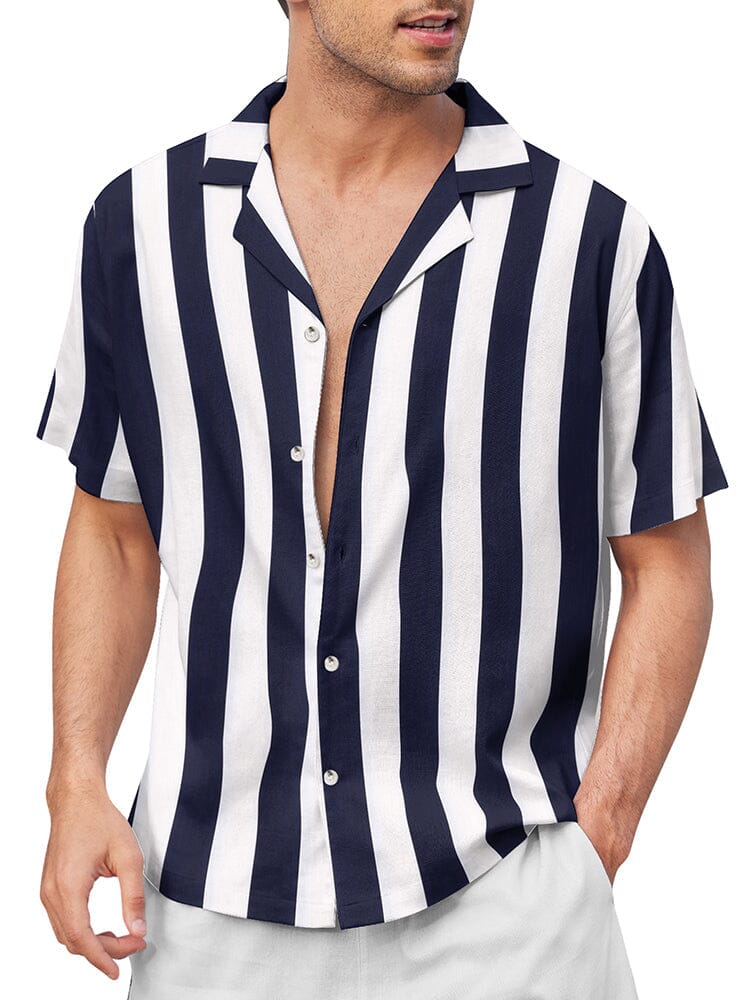 Striped Button Down Beach Shirts (US Only) Shirts coofandystore PAT6 S 