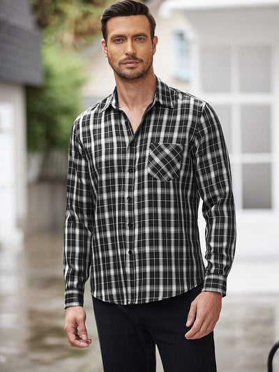 Classic Long Sleeve Plaid Shirts (US Only) Shirts coofandystore Black S 