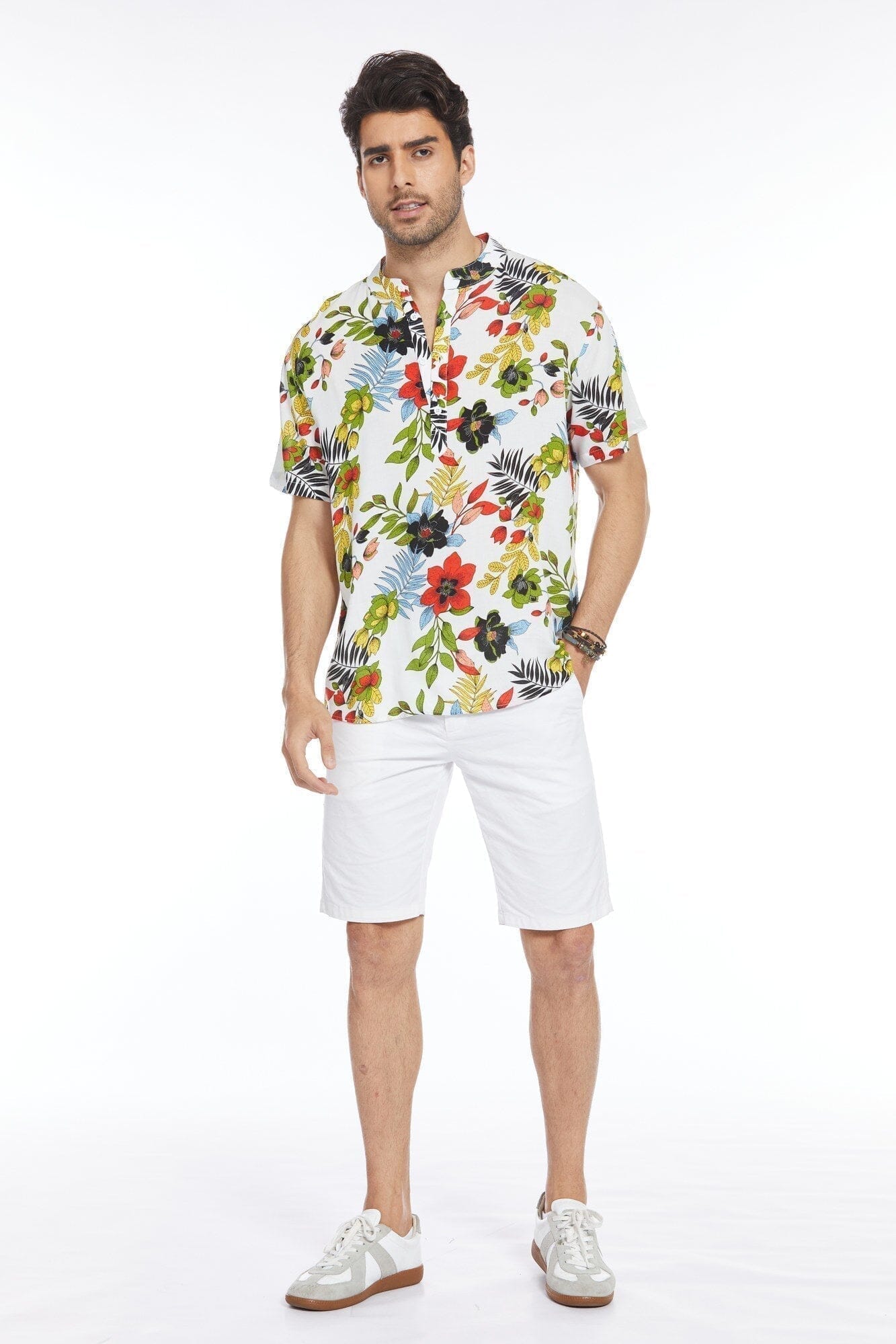 Coofandy Floral Henley Shirt (US Only) Shirts coofandy 