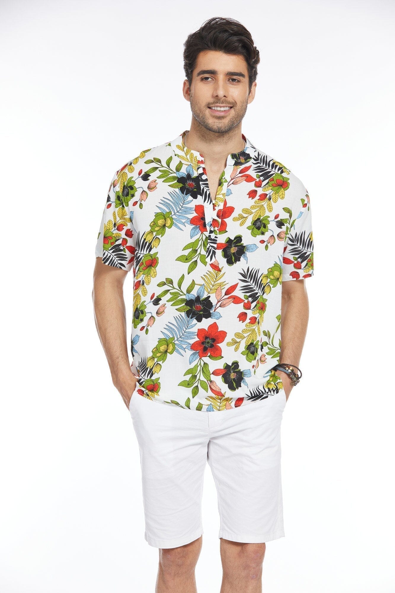 Coofandy Floral Henley Shirt (US Only) Shirts coofandy 