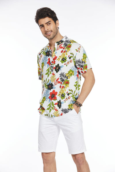 Coofandy Floral Henley Shirt (US Only) Shirts coofandy 