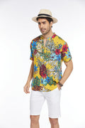 Coofandy Floral Henley Shirt (US Only) Shirts coofandy 