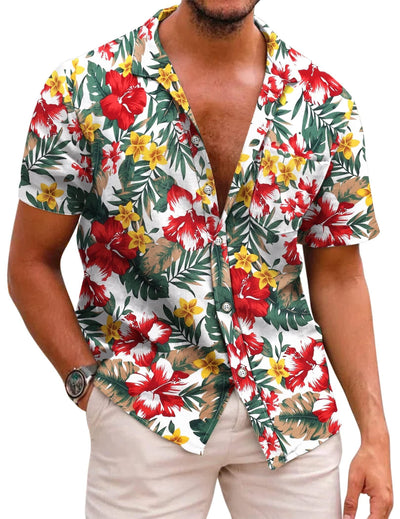 Coofandy Hawaiian Floral Shirts (US Only) Shirts coofandy B- White S 
