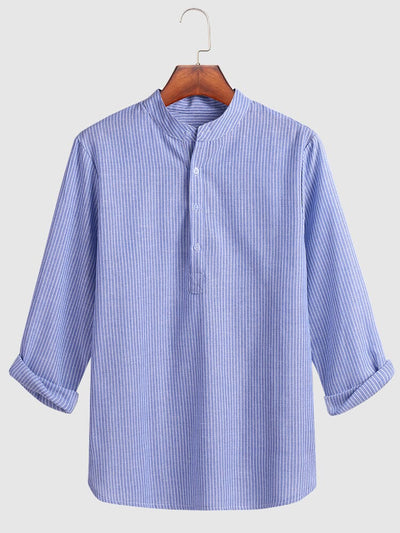 Coofandy Long Sleeves Linen Shirt Shirts coofandystore Blue S 