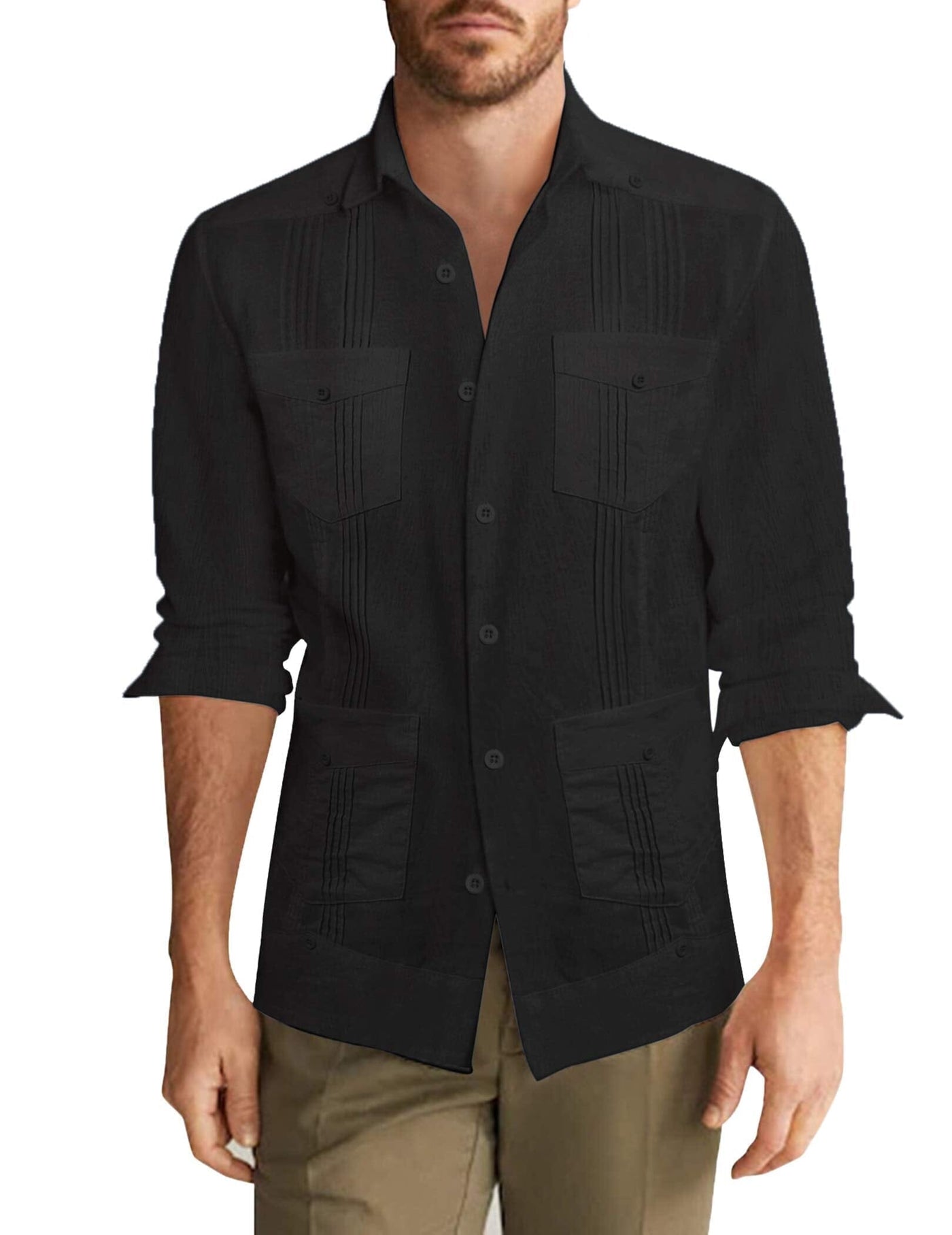 Coofandy Cotton Style Pocket Shirt (US Only) Shirts coofandy Black S 