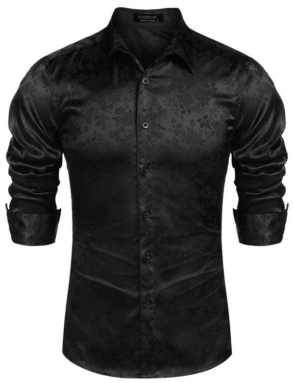 Coofandy Rose Printed Dress Shirts (US Only) Shirts & Polos coofandy Black S 