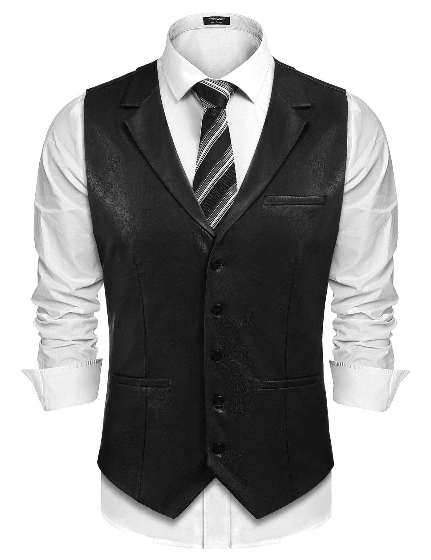 Coofandy Leather Vest (US Only) Vest coofandy Black S 