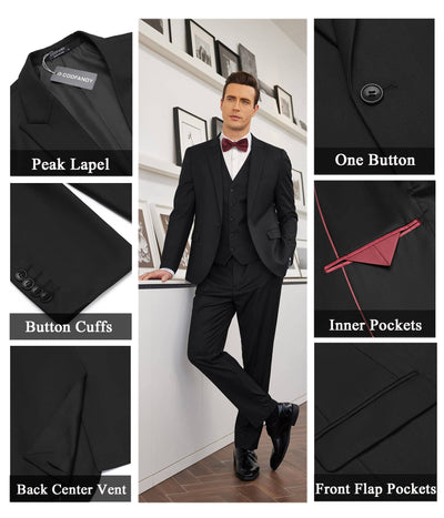 3 Piece Suits Set Tuxedo Prom Blazer Vest Pants Set (US Only) Suit Set coofandy 