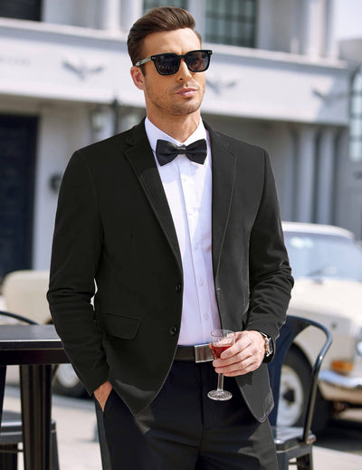Two Button Slim Fit Blazers Retro Tuxedo Suit Jackets (US Only) Blazer coofandy Black S 