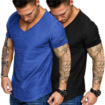 Coofandy 2 Pack Muscle T Shirt (US Only) T-Shirt coofandy Black/ Blue S 