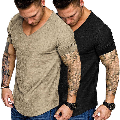 Coofandy 2 Pack Muscle T Shirt (US Only) T-Shirt coofandy Black/ Khaki S 