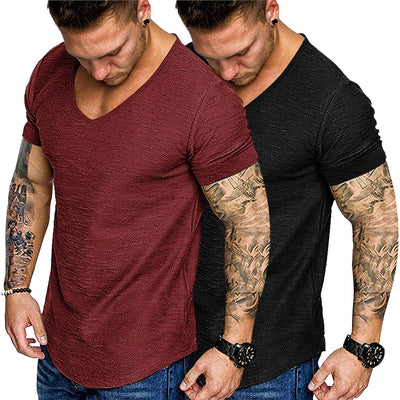 Coofandy 2 Pack Muscle T Shirt (US Only) T-Shirt coofandy Black/ Red S 