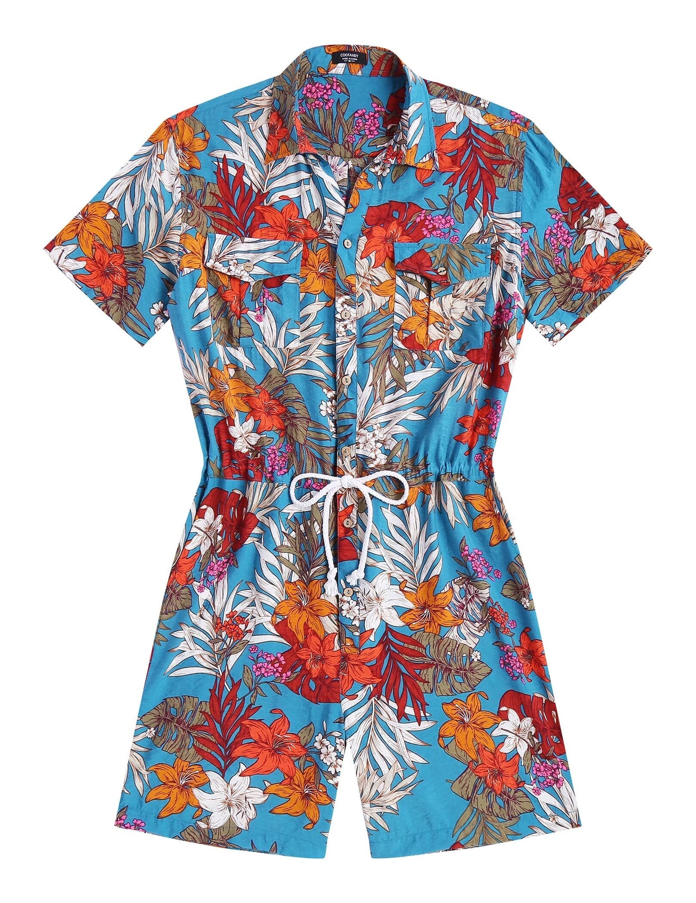 Coofandy Floral One Piece Hawaiian Jumpsuit (US Only) Jumpsuit coofandy 